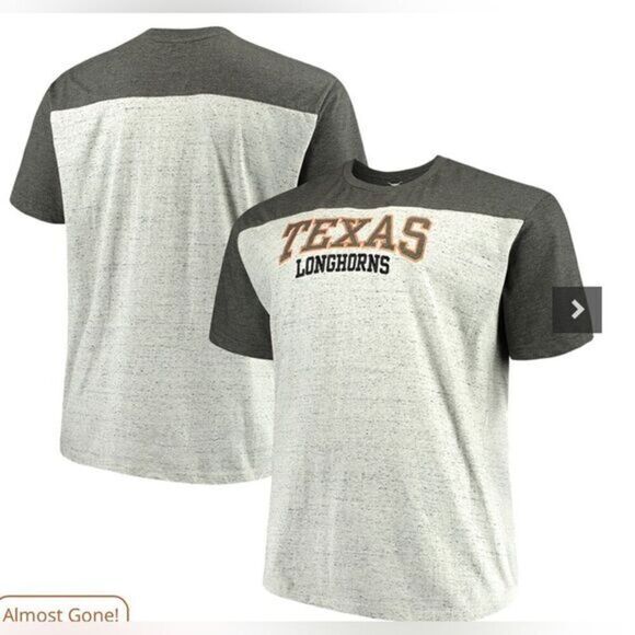 NWT Texas Longhorn University of Texas Gray Tee Shirt Embroidered Logo- Size XLT - Picture 1 of 8